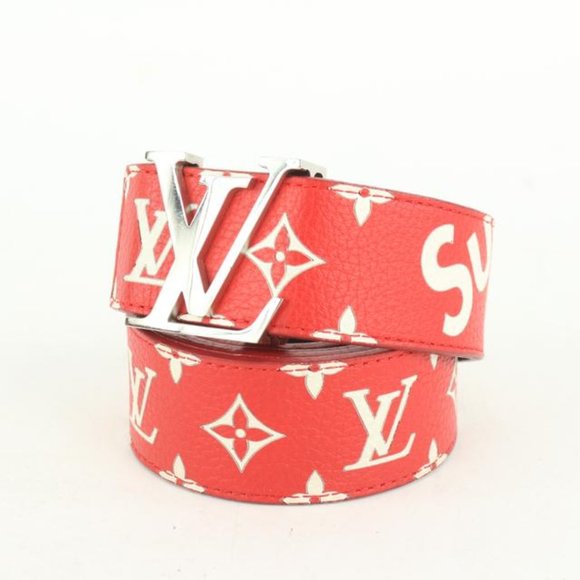 Louis Vuitton x Supreme Ultra Rare Red 100/40 Monogram Initiales Belt 118lv27 - Picture 2 of 12